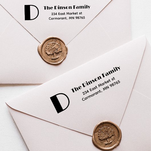 Tampon Auto-encreur Monogramme Nom de famille Nom professionnel Adress