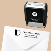 Tampon Auto-encreur Monogramme Nom de famille Nom professionnel Adress