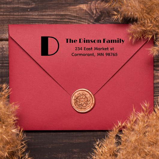 Tampon Auto-encreur Monogramme Nom de famille Nom professionnel Adress