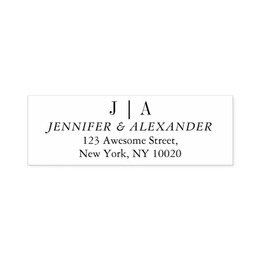 Tampon Auto-encreur Monogramme Nom initial du couple Texte Adresse de  (Design)