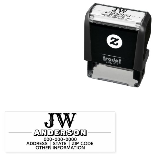 Tampon Auto-encreur Monogramme professionnel professeur mère (En situation)