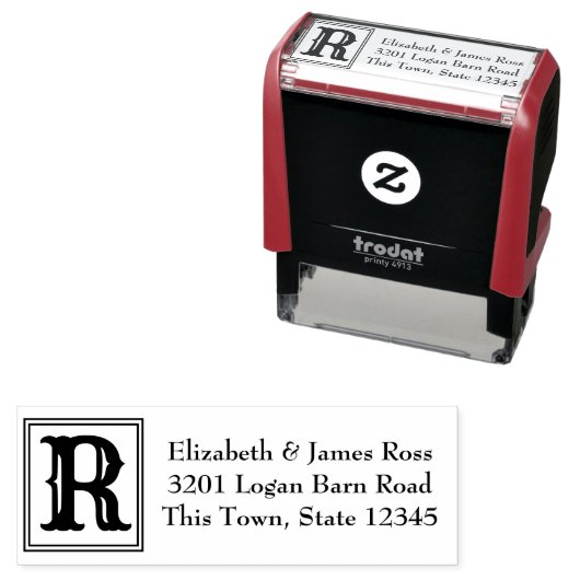 Tampon Auto-encreur Monogramme rustique (En situation)