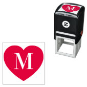 Tampon Auto-encreur Monogramme simple forme coeur classique (En situation)