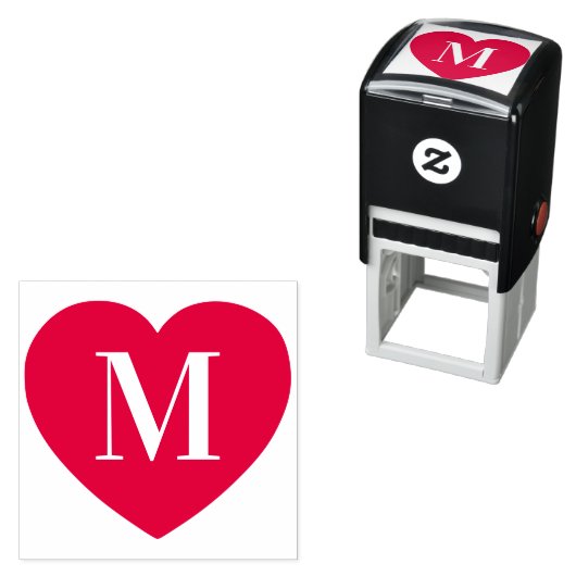 Tampon Auto-encreur Monogramme simple forme coeur classique (En situation)