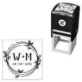 Tampon Auto-encreur Monogramme simple Mariage de germes gribouillés (En situation)