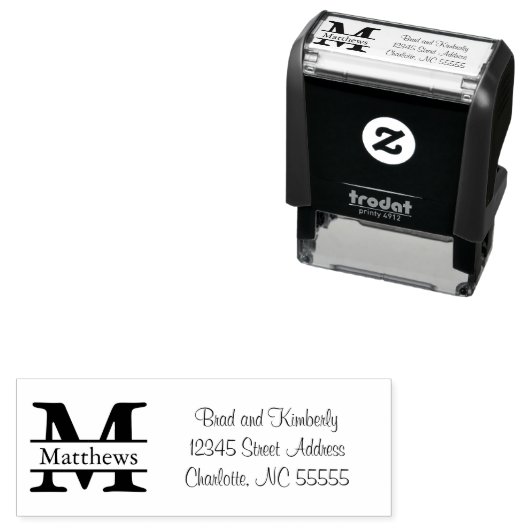 Tampon Auto-encreur Monogramme - Timbre d'adresse auto-alimentée (En situation)