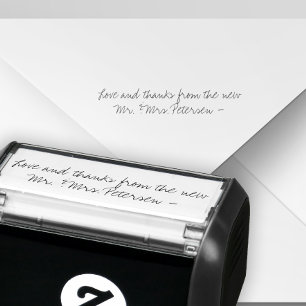 Tampon Auto-encreur Monsieur et madame le mariage signature, merci