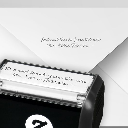 Tampon Auto-encreur Monsieur et madame le mariage signature, merci