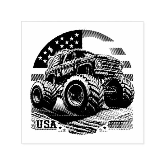 TAMPON AUTO-ENCREUR MONSTER CAMION AUTO-INKING (Design)