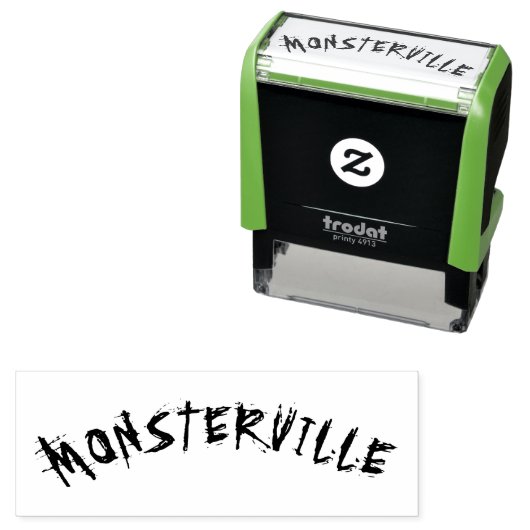 TAMPON AUTO-ENCREUR  " MONSTERVILLE " HALLOWEEN HORROR AMUSANT MONSTER  (En situation)