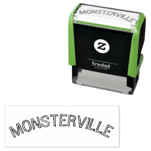 TAMPON AUTO-ENCREUR  " MONSTERVILLE " SCARY HALLOWEEN, MOT DE MONSTRE A