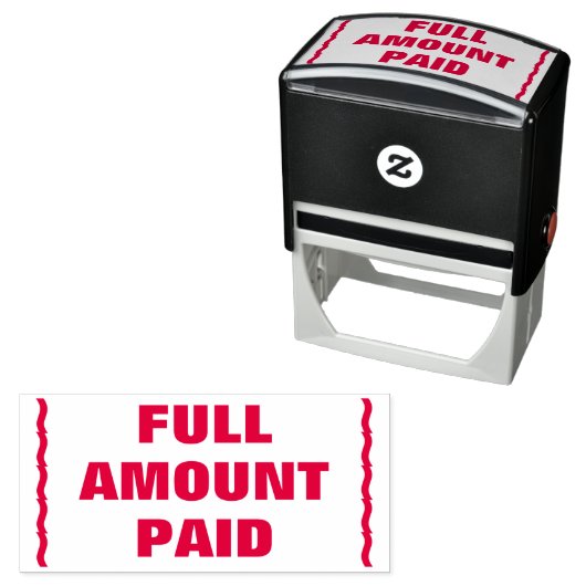 Tampon Auto-encreur "MONTANT PLEIN PAYÉ" Timbre en caoutchouc (En situation)