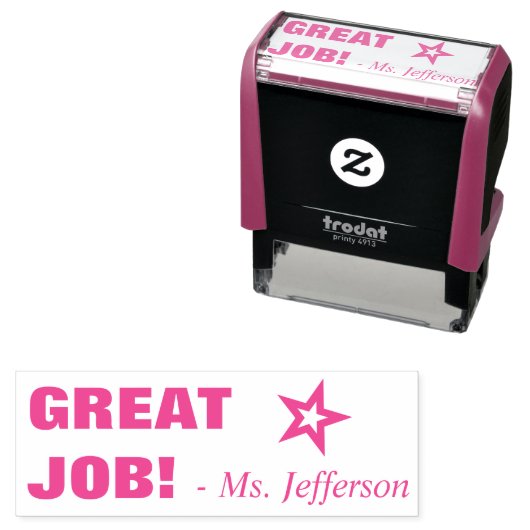 Tampon Auto-encreur Motivant "BEAU TRAVAIL !" Timbre en caoutchouc de  (En situation)