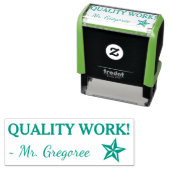Tampon Auto-encreur Motivation de "QUALITY WORK !" + Nom de l'éducateu (En situation)