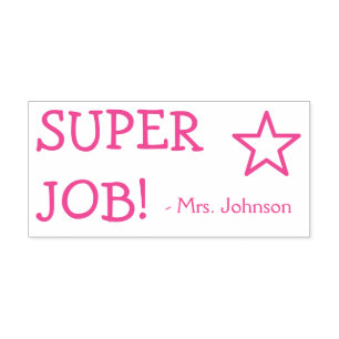 Tampon Auto-encreur Motivation "SUPER JOB!" + Nom Tutor Timbre en caou