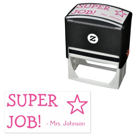 Tampon Auto-encreur Motivation "SUPER JOB!" + Nom Tutor Timbre en caou (En situation)