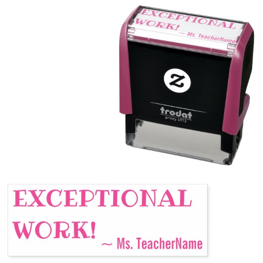 Tampon Auto-encreur Motivation "TRAVAIL EXCEPTIONNEL !" Timbre en caou (En situation)