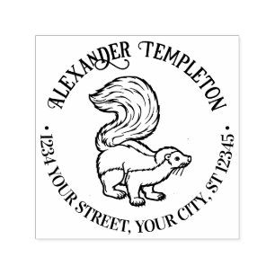 Tampon Auto-encreur Mouffette mignonne nom de contour Adresse de retou