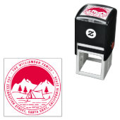 Tampon Auto-encreur Mountain & Pines Round Camping Adresse de retour (En situation)