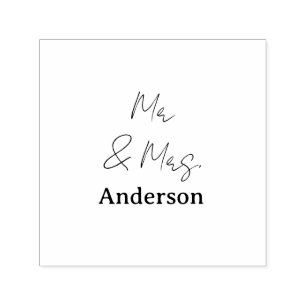 Tampon Auto-encreur Mr & Mme ajoutent le nom de famille date année cad