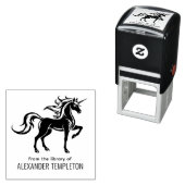 Tampon Auto-encreur * Mythique Unicorn Silhouette Library Nom du livre (En situation)