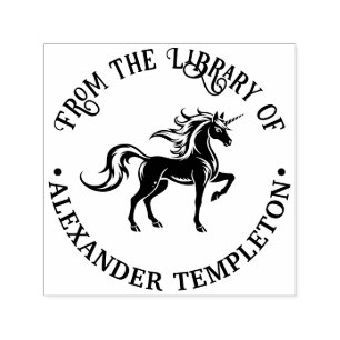 Tampon Auto-encreur Mythique Unicorne Silhouette #2 Nom du livre de bi