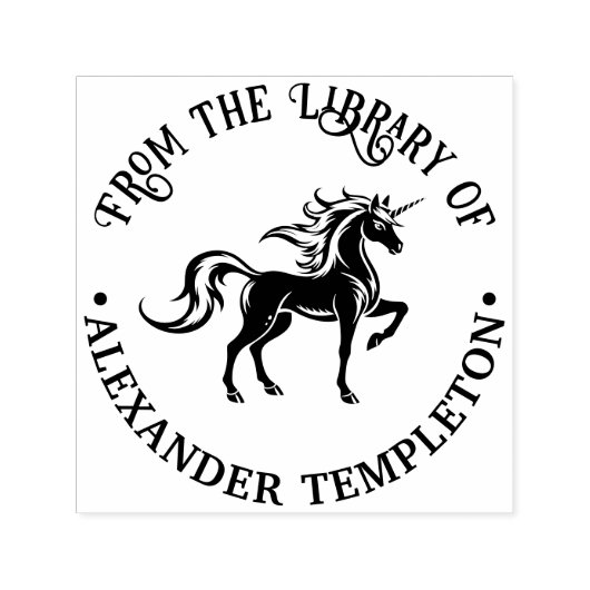 Tampon Auto-encreur Mythique Unicorne Silhouette #2 Nom du livre de bi (Design)