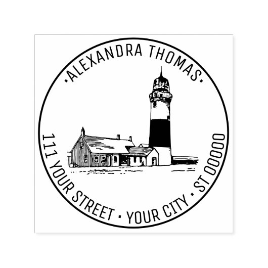 Tampon Auto-encreur Nantucket Stylisé Sankaty Head Lighthouse Adresse (Design)