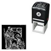 TAMPON AUTO-ENCREUR NATIVITÉ NOIRE BLANCHE ET OR (En situation)