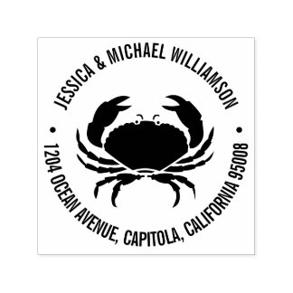 Tampon Auto-encreur Nautical Beach Ocean Crab Adresse de retour
