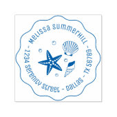Tampon Auto-encreur Nautical Seashell Starfish Pearls Wavavy Address (Design)