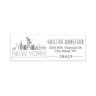 Tampon Auto-encreur New York   Timbre d'auto-connexion d'adresse perso