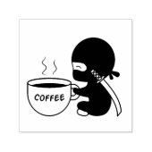 Tampon Auto-encreur Ninja minuscule avec grande tasse de café (Design)