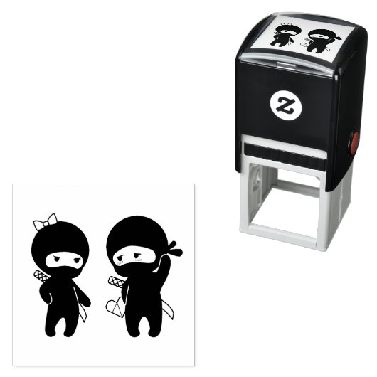 Tampon Auto-encreur Ninja Pair, un garçon et une fille (En situation)