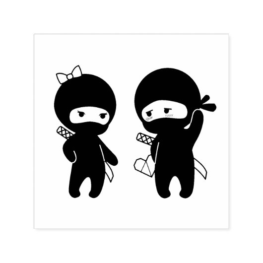 Tampon Auto-encreur Ninja Pair, un garçon et une fille (Design)