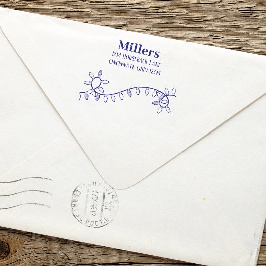 Tampon Auto-encreur Noël mignon Whimsical Jeu de Chaînes Lumières