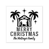 Tampon Auto-encreur Noël Nativité Joyeux Noël Nom de famille (Design)