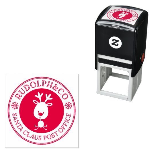 Tampon Auto-encreur Noël Reindeer Santa Claus Poste (En situation)