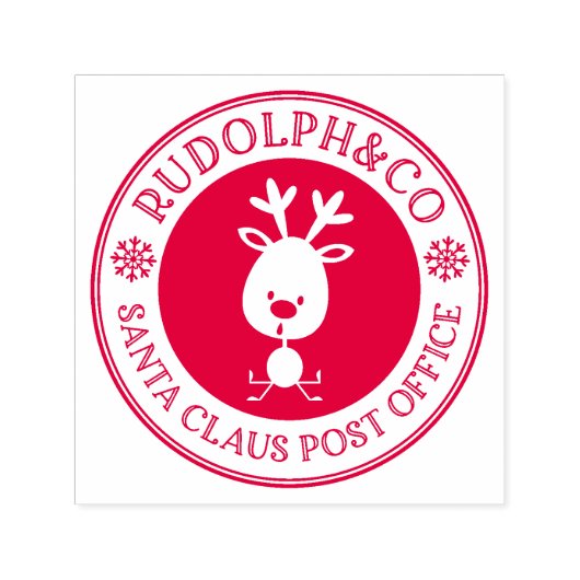 Tampon Auto-encreur Noël Reindeer Santa Claus Poste (Design)