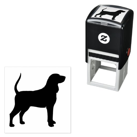 Tampon Auto-encreur Noir et Tan Coonhound Chien race Silhouette (En situation)