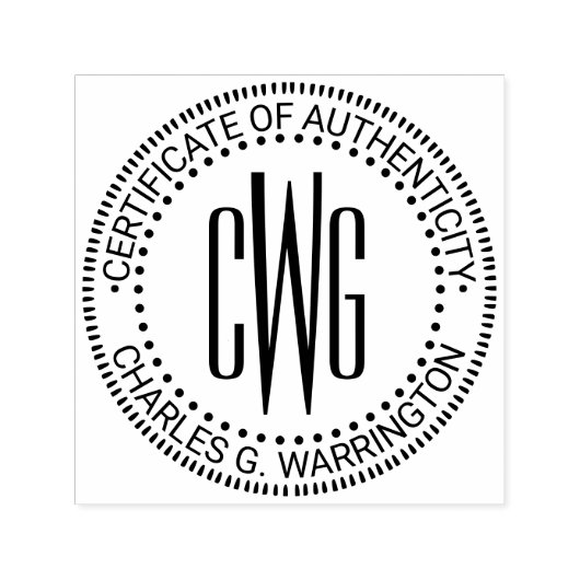 Tampon Auto-encreur Nom, 3 Initial #4 Certificat d'Authenticité  (Design)