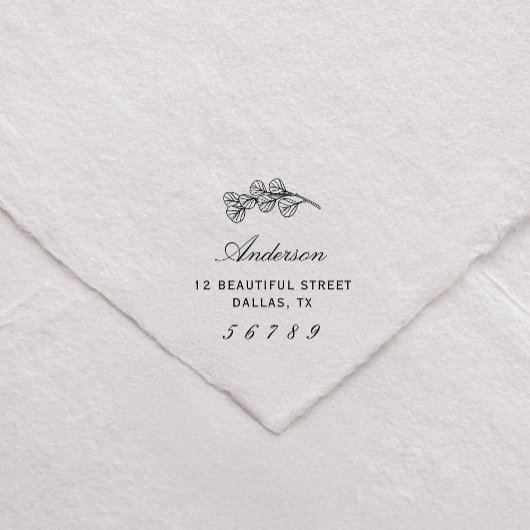 Tampon Auto-encreur Nom botanique Retour Adresse Eucalyptus Green