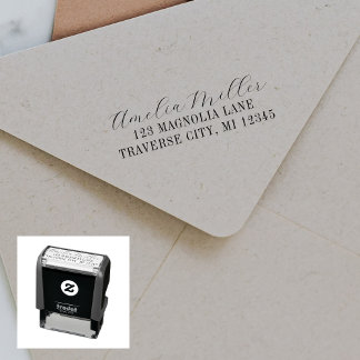Tampon Auto-encreur Nom complet Fancy Adresse de retour