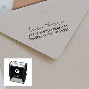 Tampon Auto-encreur Nom complet Fancy Return Address Self-inking Timbr