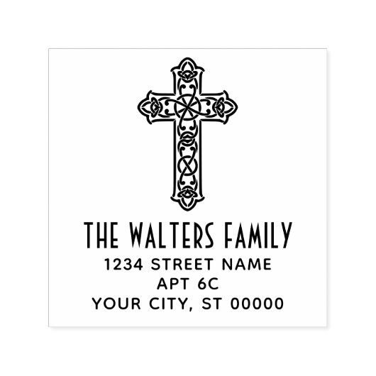 Tampon Auto-encreur Nom croisé de noeud celtique Adresse de retour (Design)