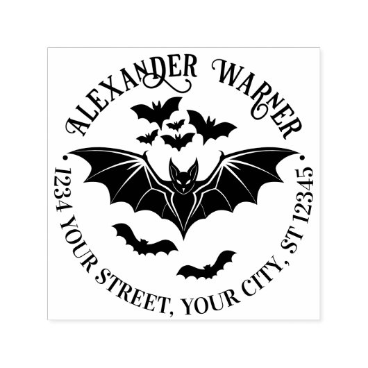 Tampon Auto-encreur Nom de chauve-souris éffrayante Adresse de retour (Design)