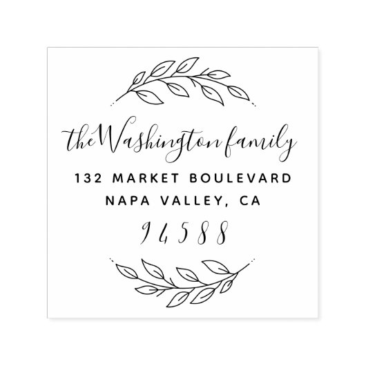 Tampon Auto-encreur Nom de famille Adresse de retour du script lettres (Design)