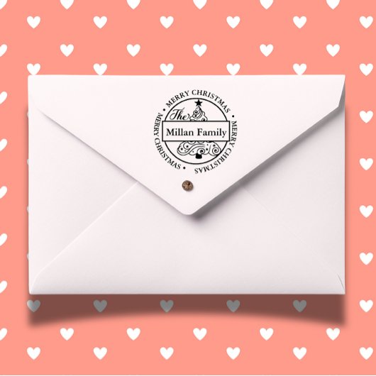 Tampon Auto-encreur Nom de famille Candy Noël arbre thème