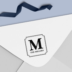 Tampon Auto-encreur Nom de famille classique moderne Monogramme