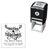 Tampon Auto-encreur Nom de famille de Noël moderne Adresse de retour (En situation)